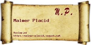 Malmer Placid névjegykártya